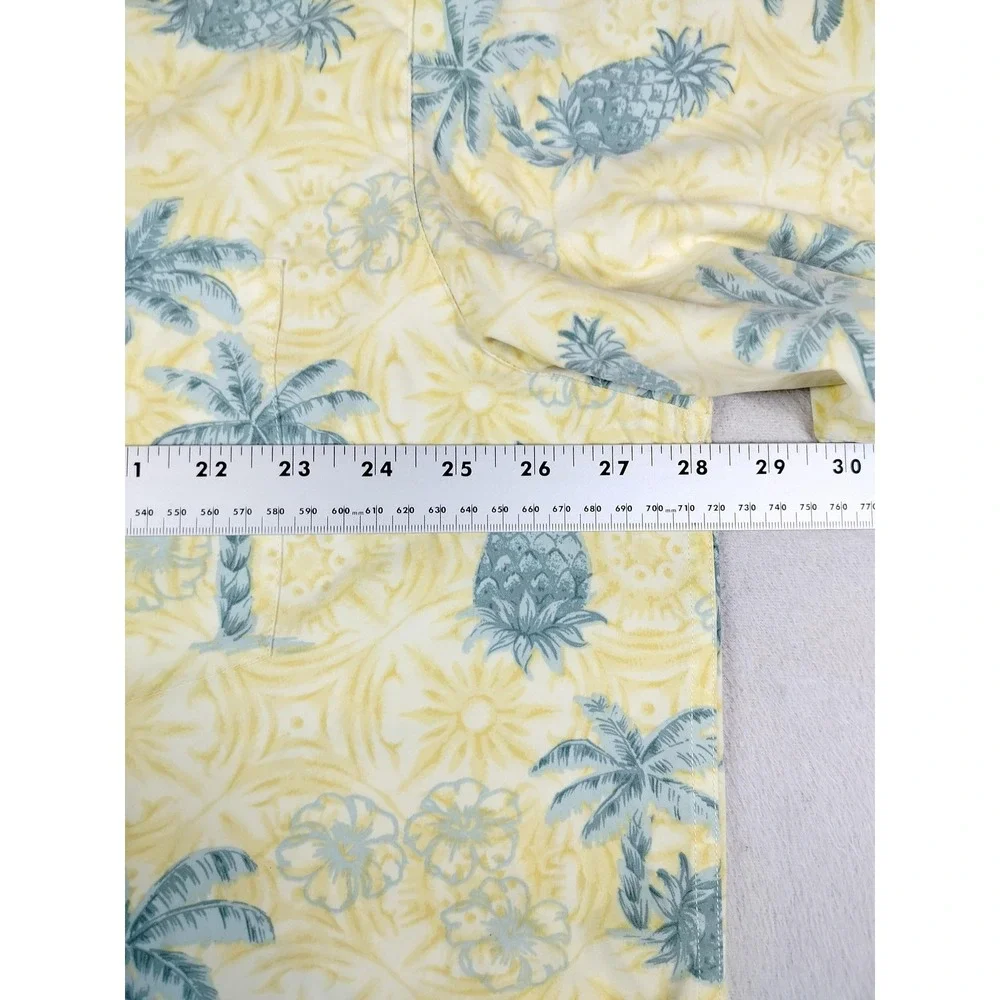 Trader Bay Shirt Mens 2XL Yellow Hawaiian Palm Pineapple Print Aloha Casual AOP